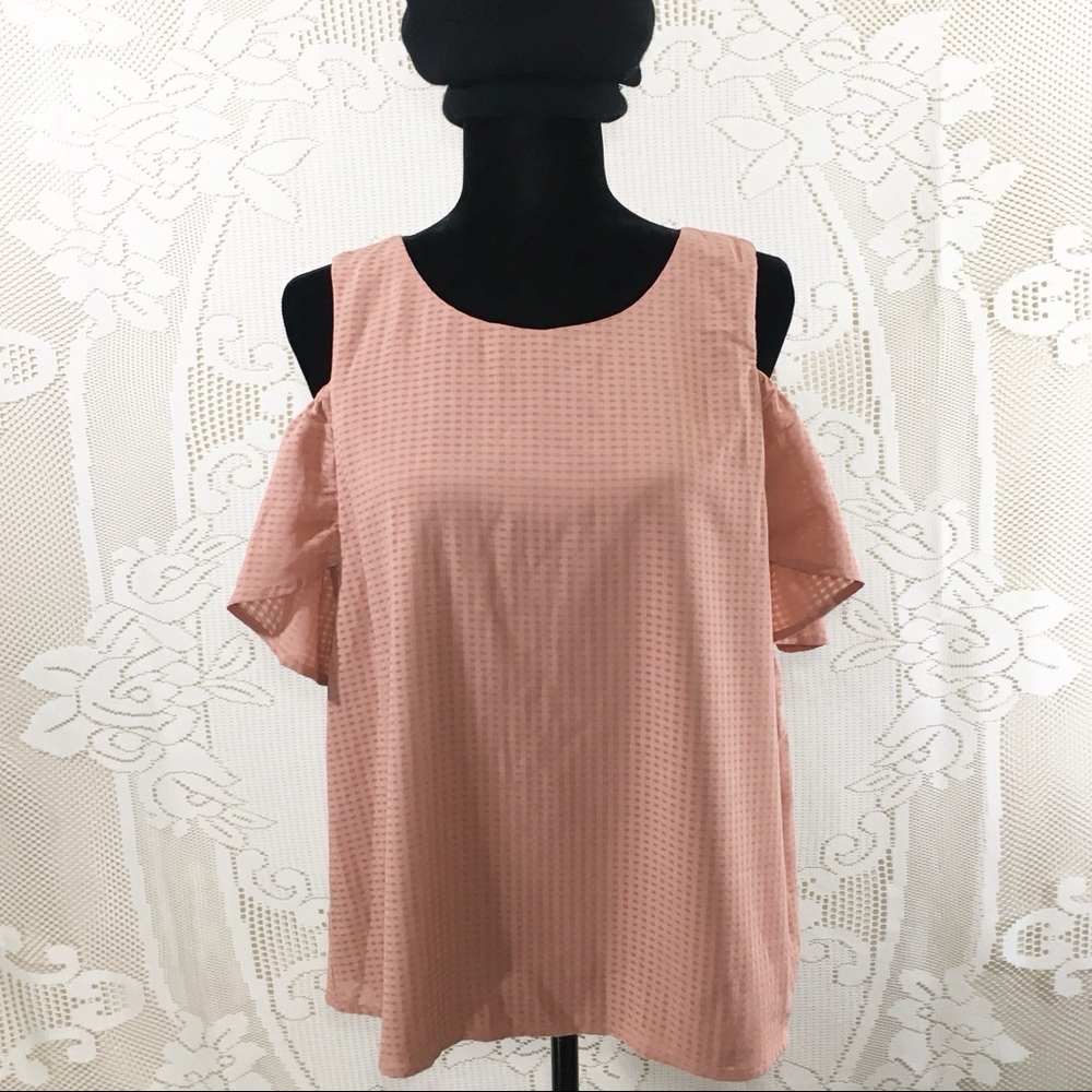 Meraki |  Cold Shoulder Blouse w Ruffled Sleeve